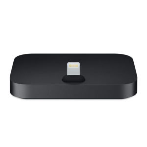 Apple iPhone Lightning Dock - Black Charge and sync any iPhone that features the Lightning connector with the iPhone Lightning Dock. Your iPhone sits upright in the dock as it syncs or charges, so it’s perfect for a desk or countertop. Even when your iPhone is in an Apple-designed case, it’s easy to dock. And you can unlock iPhone or use Touch ID without having to remove it from the dock. The iPhone Lightning Dock features an audio line-out port that connects to powered speakers. It supports headphones that include a remote control. It supports other Lightning accessories, such as the Lightning to USB Cable (included with your iPhone). You can even conduct speakerphone calls with your iPhone in the dock.