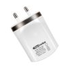 Portronics POR 482 Dual USB Charger (White) Dual USB ports with 5V-(2 x 1A) Both outputs if used will give 1A in both sockets. Elegant glossy Design Sutable for charging tablets,mobiles,GPS etc Overload and Short circuit protection Both output if used will give 1A in both sockets