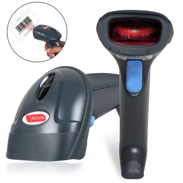 RETSOL LS 450 Laser Barcode Scanner BIS Approved, Handheld 1 D USB Wired Barcode Reader Optical Laser High Speed Price Delhi Nehru Place India. PROFESSIONAL SCANNING SOLUTION - RETSOL LS 450 Handheld Wired 1D Barcode Scanner can effectively scans 1 barcodes in bright sunlight or dark environments or on curved surfaces. Ideal for manual & continuous scanning of different 1D barcode formats in retail & industrial environments. FAST AND PRECISE DECODING - 100 decodes per second, 32-bit decoder for fast scanning in wide angles (Skew angle: ± 65°, Pitch angle: ±55°), (100% UPC/EAN), can read all 1D barcodes including EAN, UPC, Code128, ISSN, ISBN etc. even a little damaged, scratched & wrinkled barcodes. PLUG AND PLAY - No any driver or app needed, USB 2.0 cable wired connection. Just insert the data cable into POS, computer or cash register, you can start to scan. Compatible with Windows, Mac, and Linux; works with Quickbooks, Word, Excel, Novell, notepad and all common software. ANTI-SHOCK & IP54 WATERPROOF RATING - This Barcode Scanner has a durable protective cover that can hold good falling height up to 1.5 meters. It's also IP54 waterproof rating and comes with a 2 meter straight standard cable for ease in scanning operations. STRONG DECODING ABILITY - EAN-8, EAN-13, UPC-A, UPC-E Code 39, Code 128, EAN Codabar, Industrial 2 of 5, Interleave 2 of 5, Matrix 2 of 5, MSI etc.