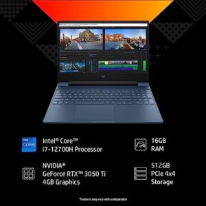 HP Victus 12th Gen Intel Core i7 15.6 inch(39.6 cm) FHD Gaming Laptop (16GB RAM/512GB SSD/RTX 3050Ti 4GB Graphics/144Hz/9ms Response Time/Win 11