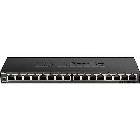D-Link Ethernet Switch, 16 Port Gigabit Slim Switch Plug and Play