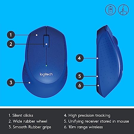 Logitech M331 Silent Plus Wireless Mouse, 2.4GHz with USB Nano Receiver