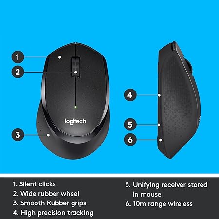 Logitech M331 Silent Plus Wireless Mouse, 2.4GHz with USB Nano Receiver