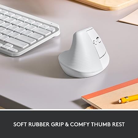 Logitech Lift Vertical Ergonomic Mouse, Wireless, Bluetooth or Logi Bolt USB Receiver
