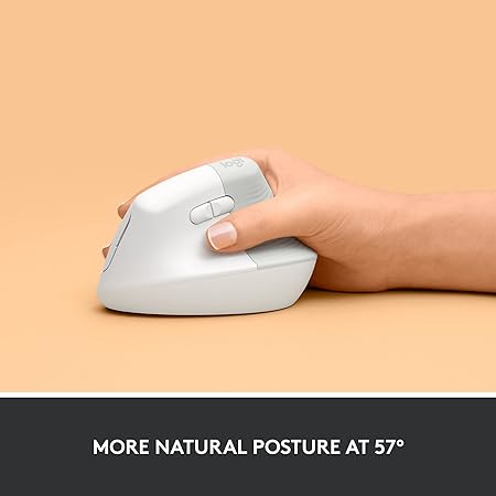 Logitech Lift Vertical Ergonomic Mouse, Wireless, Bluetooth or Logi Bolt USB Receiver
