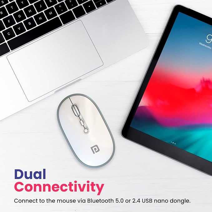 Portronics Toad II Bluetooth Mouse, with Bluetooth 5.0 & 2.4 Ghz Dual Wireless Connectivity,