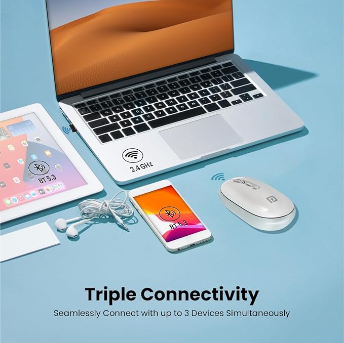 Portronics Toad II Bluetooth Mouse, with Bluetooth 5.0 & 2.4 Ghz Dual Wireless Connectivity,