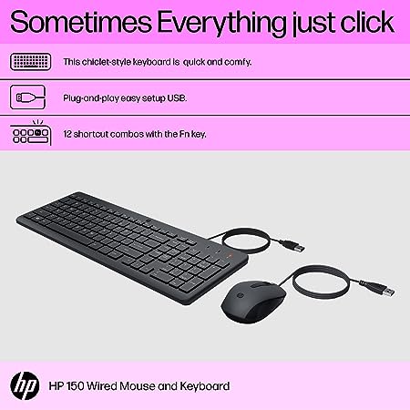 HP 150 Wired Keyboard and Mouse Combo