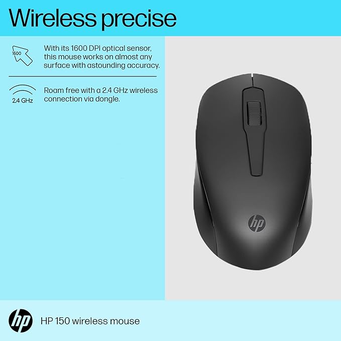 HP 150 Wireless Mouse,1600 DPI, 10 m Range