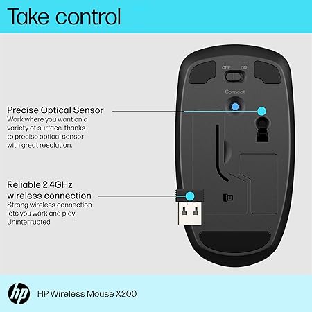 HP X200 Wireless Mouse with 2.4 GHz Wireless connectivity