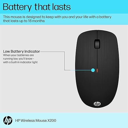 HP X200 Wireless Mouse with 2.4 GHz Wireless connectivity