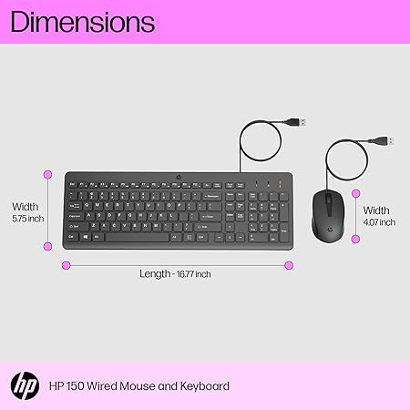 HP 150 Wired Keyboard and Mouse Combo