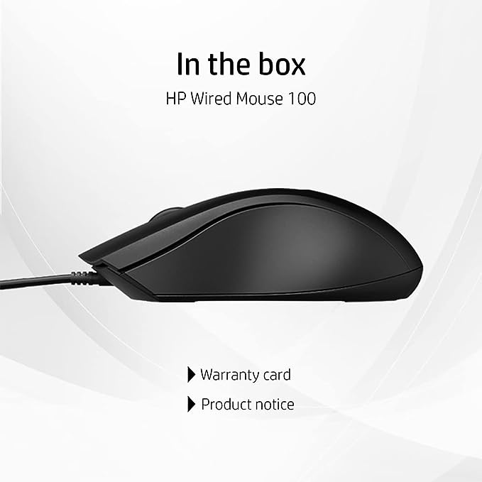 HP Wired Mouse 100 with 1600 DPI Optical Sensor,