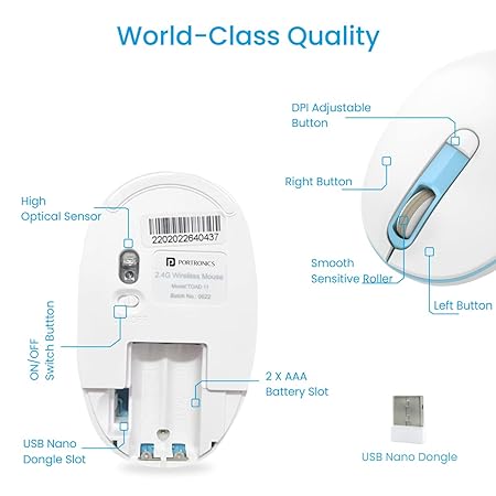 Portronics Toad 11 Wireless Mouse, 2.4 GHz