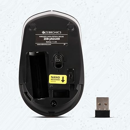 ZEBRONICS Zeb-Jaguar Wireless Mouse, 2.4GHz with USB Nano Receiver
