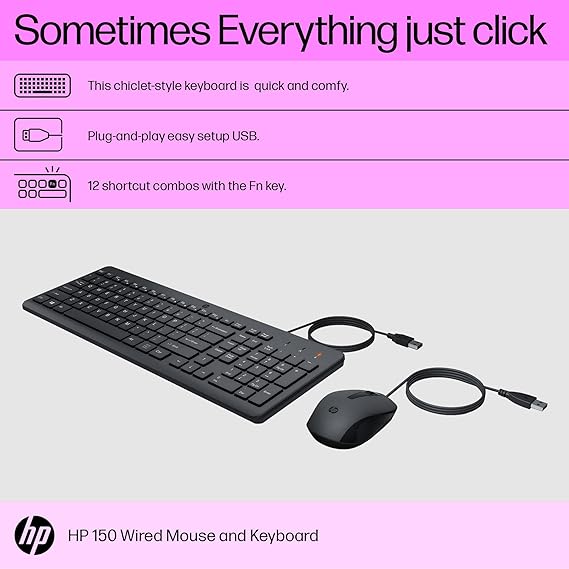 HP 150 Wired Keyboard and Mouse