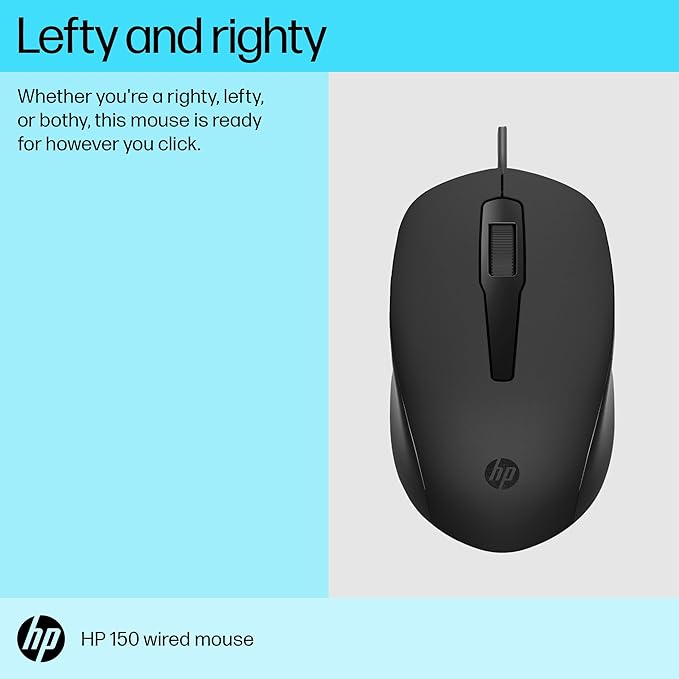 HP 150 Wired Mouse- Elegant Ergonomic