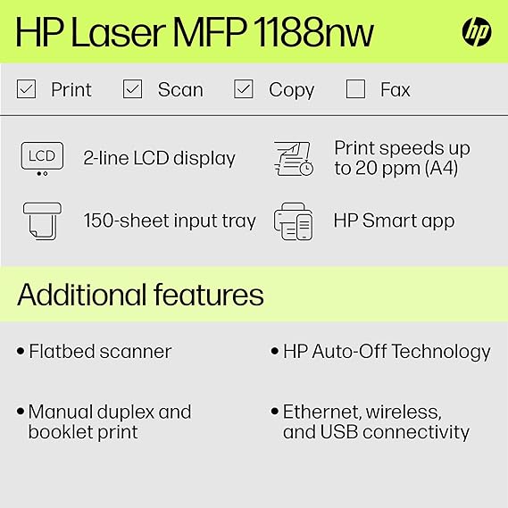 HP Laserjet 1188nw WiFi Printer