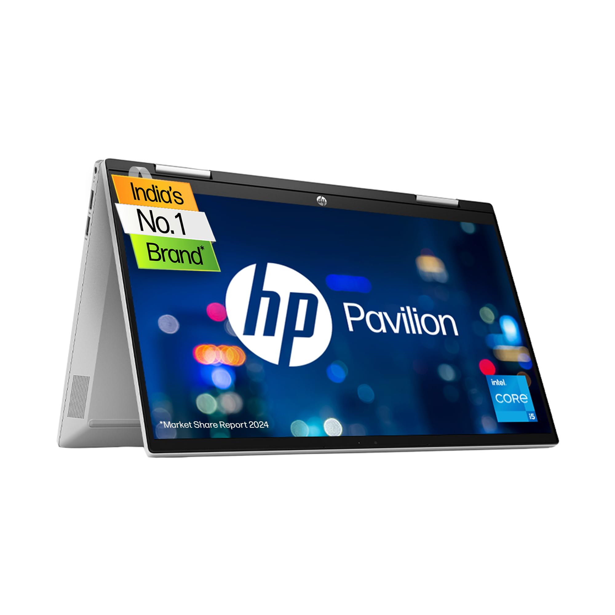 HP Pavilion x360, 11th Gen Intel Core i5-1155G7, 14-inch (35.6 cm), FHD, 16GB DDR4, 512GB SSD, Intel Iris Xe Graphics, FPR, Backlit KB, Audio by B&O (Win 11, MSO 2019, Silver, 1.52 kg), dy1048TU