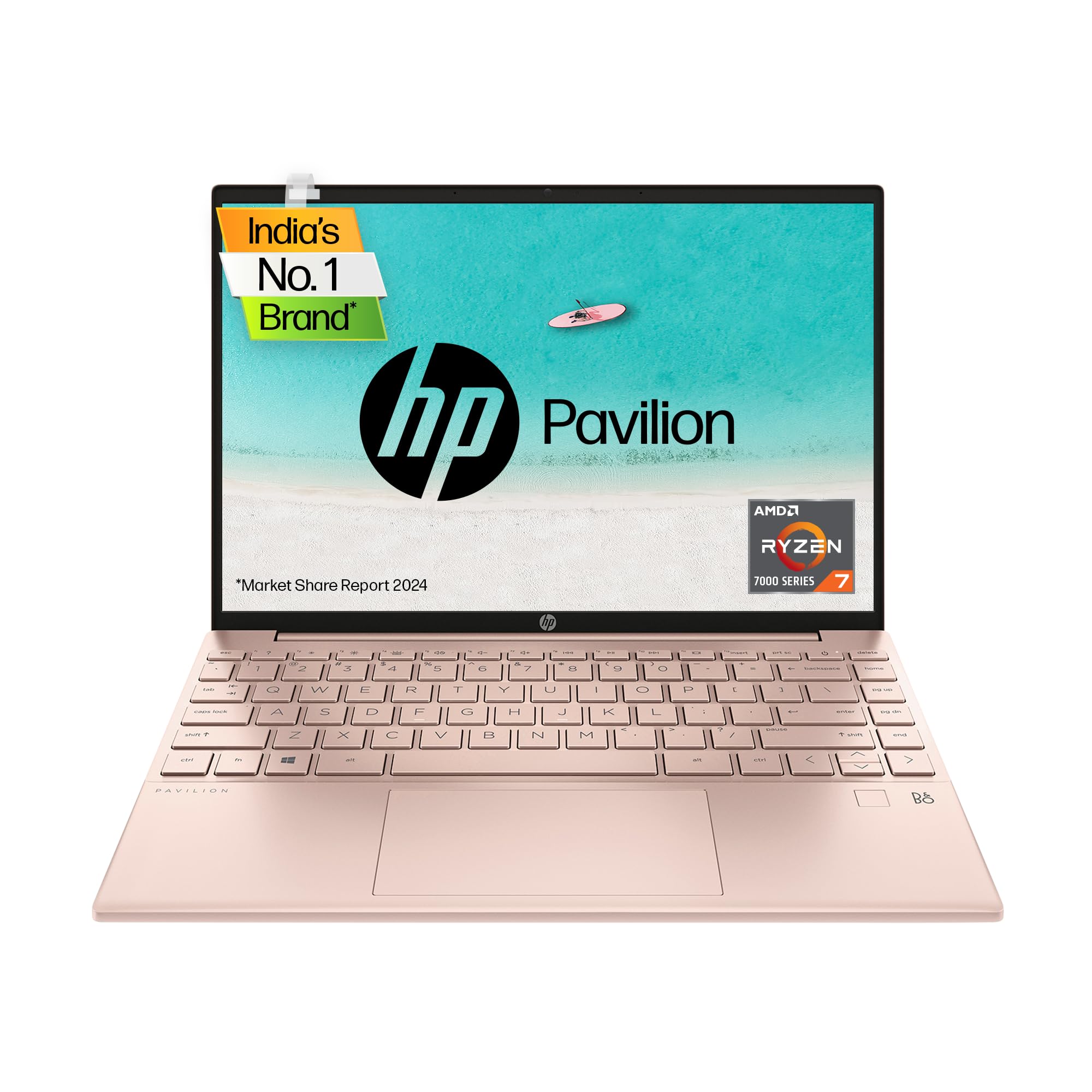 HP Pavilion Aero AMD Ryzen 7 7735U 13.3 inch(33.8cm) WUXGA IPS Micro-Edge Laptop(16GB RAM/1TB SSD/AMD Radeon Graphics/Win 11/MSO/Backlit Keyboard/B&O/FPR/Alexa/Silver/970 grams 13-be2048AU