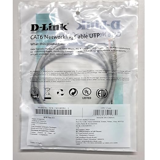 D-Link Cat-6 RJ45 Patch Cord Cable