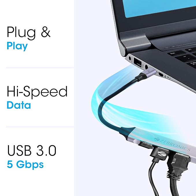 ZEBRONICS Type C to USB 3.0 4 Port hub